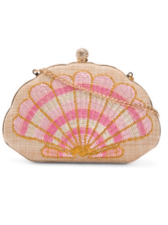 Haute Hippie Handbags - Viral Shell Clutch Bag Embroidered Raffia NWT